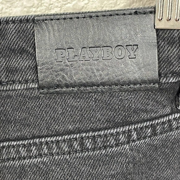 NWT Playboy High Rise Wide Leg Jeans Rhinestone Bunny Cut Out Sz 29 - Picture 8 of 16